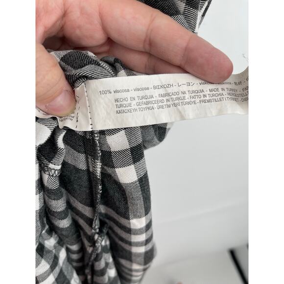 Zara Black White Gingham Lace Slit Shark-bite Hem Size S‎ Y2K Grunge Boho Punk - Picture 7 of 8